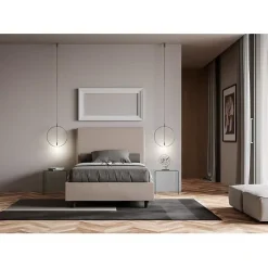 Ityhome Lit capitonné 120x190 simili cuir gris tourterelle Focus sans sommier New