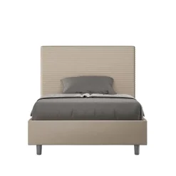 Ityhome Lit capitonné 120x190 simili cuir gris tourterelle Focus sans sommier New