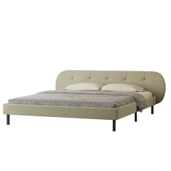 Concept Usine Lit capitonné 160x200cm beige avec tête de lit et sommier - TULSA