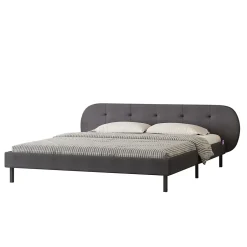 Concept Usine Lit capitonné 160x200cm gris avec tête de lit et sommier - TULSA New