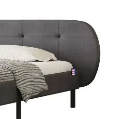 Concept Usine Lit capitonné 160x200cm gris avec tête de lit et sommier - TULSA New