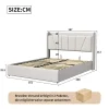 Fortuna lai Lit capitonné 160x200cm, lit coffre avec 2 USB+1 interface type-c, Rangement sous le lit,Beige New