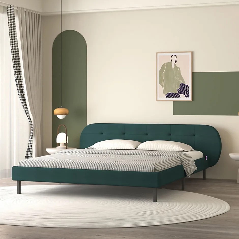 Concept Usine Lit capitonné 160x200cm vert avec tête de lit et sommier - TULSA New