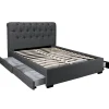 Weber Industries Lit CHELSEA 160x200 + 4 tiroirs + sommier / Gris foncé
