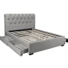 Weber Industries Lit CHELSEA 140x190 + 4 tiroirs + sommier / Gris clair
