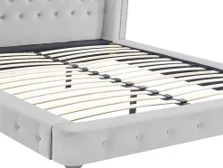 Vente-unique Lit chesterfield 160 x 200 cm - Velours - Gris clair + Matelas - TONGERLA Best