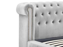 Vente-unique Lit chesterfield 160 x 200 cm - Velours - Gris clair - TONGERLA