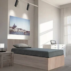Bb Loisir Lit coffre 1 place 90x190cm couleur Chêne avec sommier MARO Clearance