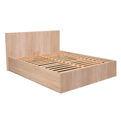 Bb Loisir Lit coffre 2 places 180x200cm couleur chêne avec sommier MARO Discount