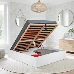 Bb Loisir Lit coffre 2 places 140x190cm couleur Blanc avec sommier BILYBA