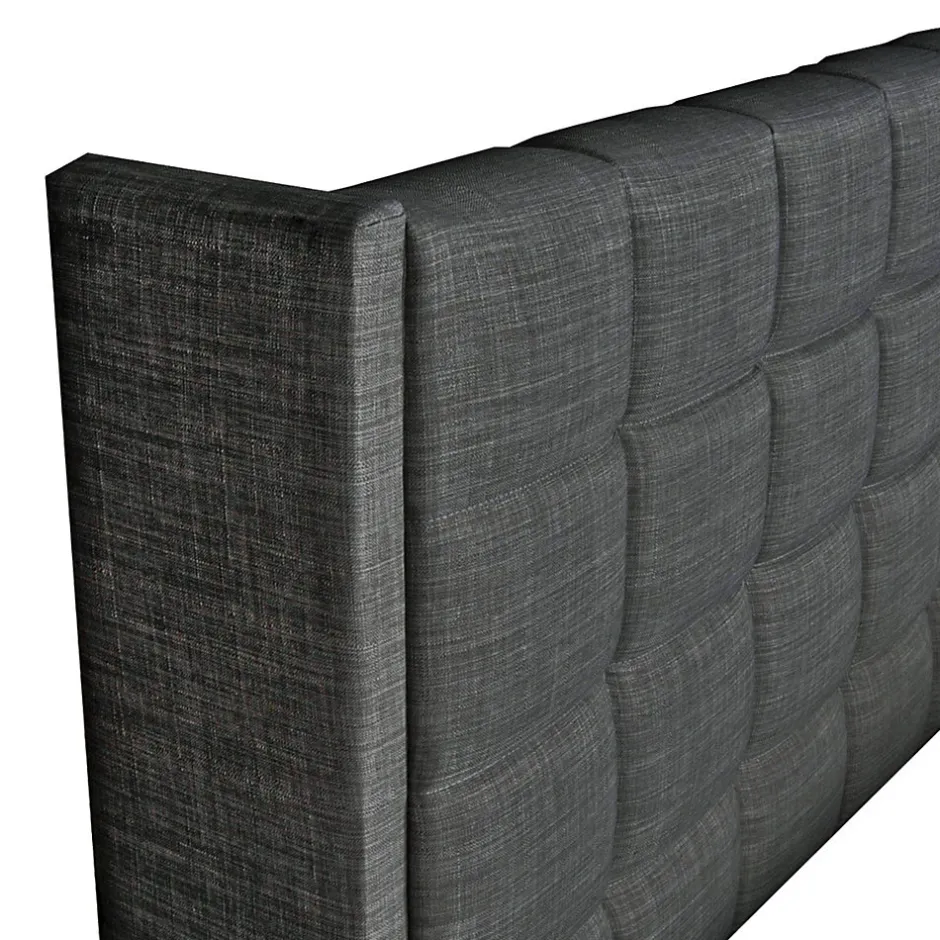 Bb Loisir Lit coffre 2 places 160x200cm tissu Gris foncé avec sommier WALLE