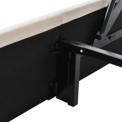 Generique Lit coffre 180 x 200 cm - Lit Double avec Sommier à Lattes - Lin Bois Métal - Sans Matelas - Beige