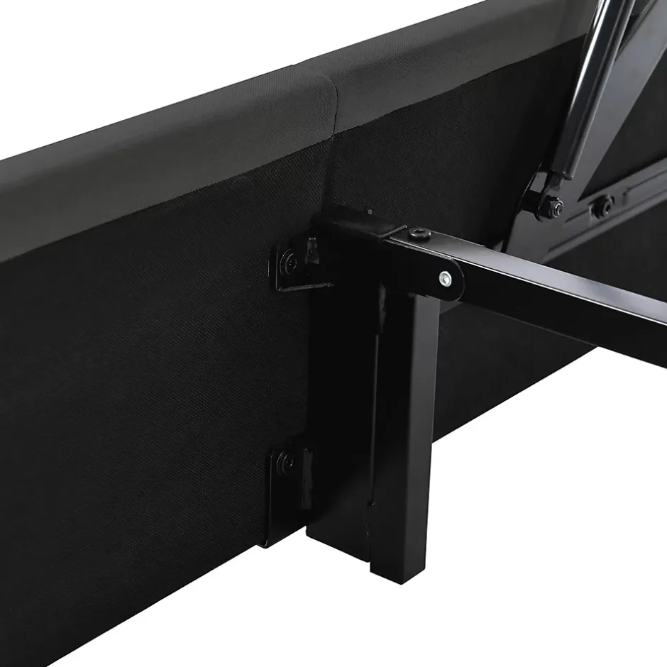 Generique Lit coffre 160 x 200 cm - Lit Double avec Sommier à Lattes - Lin Bois Métal - Sans Matelas - Gris Clearance