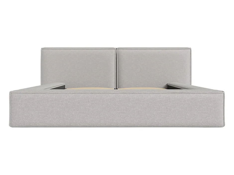 Vente-unique Lit coffre 140 x 190 cm - Tissu - Gris clair + Matelas - TIMANO