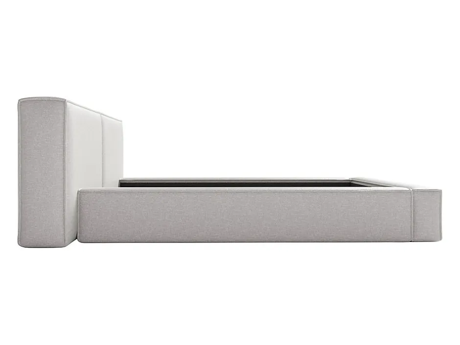 Vente-unique Lit coffre 140 x 190 cm - Tissu - Gris clair + Matelas - TIMANO