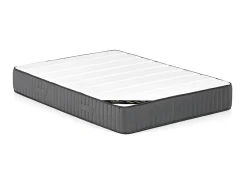 Vente-unique Lit coffre 140 x 190 cm - Tissu - Gris clair + Matelas - TIMANO