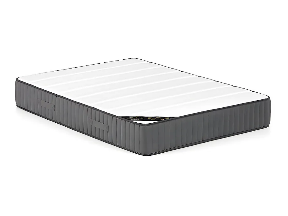 Vente-unique Lit coffre 140 x 190 cm - Tissu - Gris clair + Matelas - TIMANO