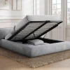 Vente-unique Lit coffre 160 x 200 cm - Tissu - Gris clair + Matelas - MIRSIO Online