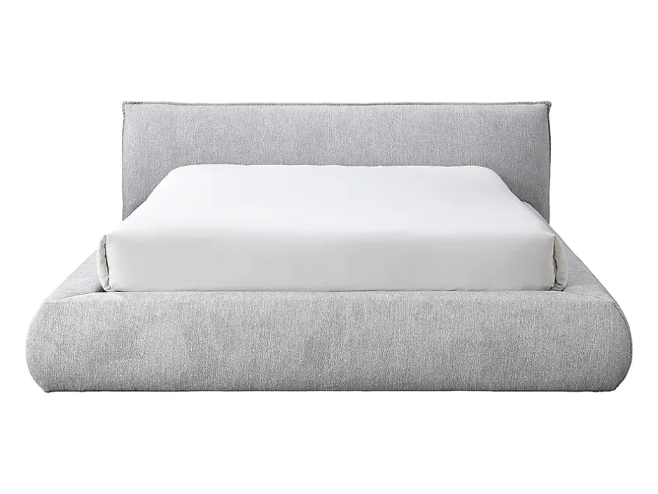 Vente-unique Lit coffre 160 x 200 cm - Tissu - Gris clair + Matelas - MIRSIO Online