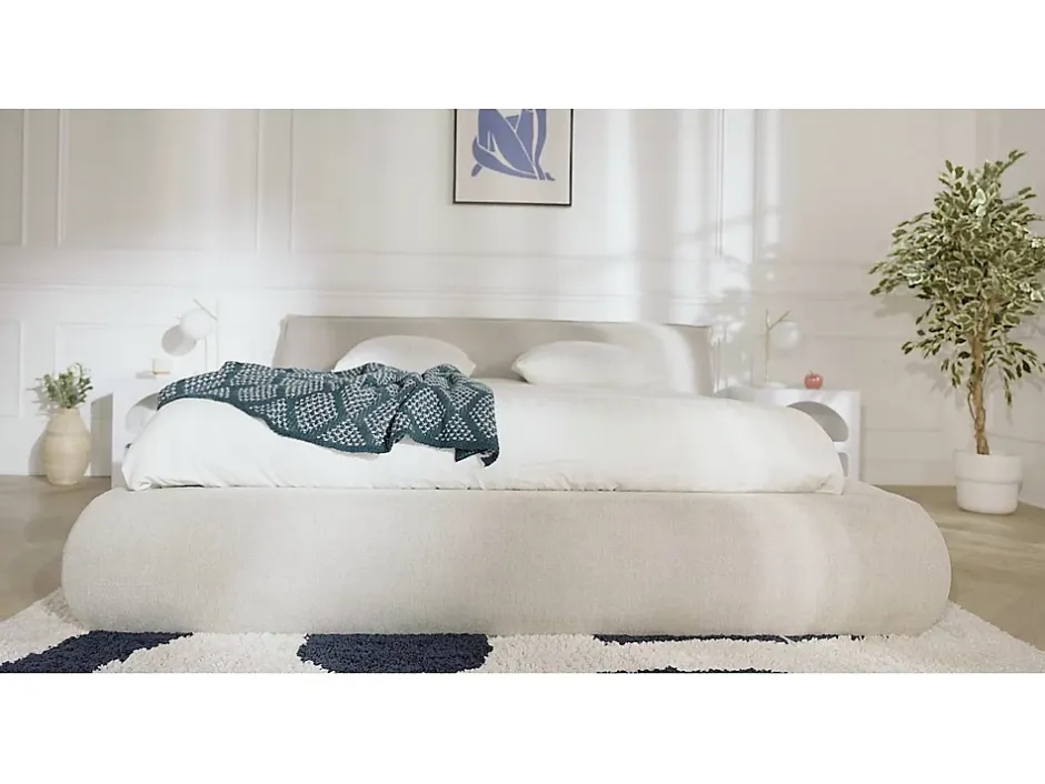Vente-unique Lit coffre 160 x 200 cm - Tissu - Gris clair + Matelas - MIRSIO Online