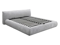 Vente-unique Lit coffre 160 x 200 cm - Tissu - Gris clair + Matelas - MIRSIO Online