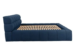 Vente-unique Lit coffre 160 x 200 cm - Tissu - Bleu nuit - FORVIK II