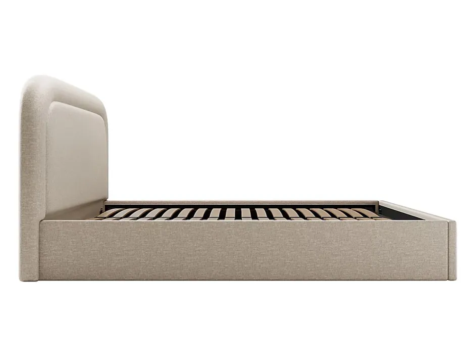 Vente-unique Lit coffre 140 x 190 cm - Tissu chiné - Beige - FIREZA II Online