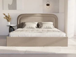Vente-unique Lit coffre 140 x 190 cm - Tissu chiné - Beige - FIREZA II Online