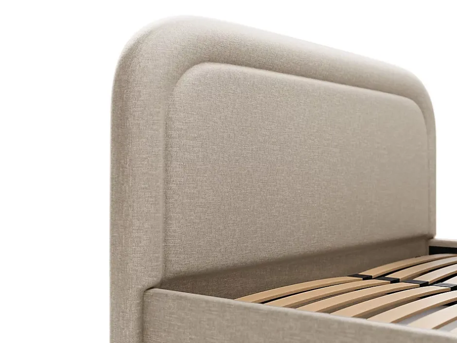 Vente-unique Lit coffre 140 x 190 cm - Tissu chiné - Beige - FIREZA II Online