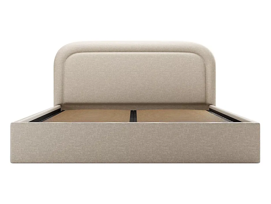 Vente-unique Lit coffre 140 x 190 cm - Tissu chiné - Beige - FIREZA II Online