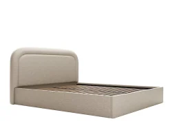 Vente-unique Lit coffre 140 x 190 cm - Tissu chiné - Beige - FIREZA II Online