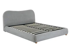 Vente-unique Lit coffre 160 x 200 cm - Tissu - Gris clair + Matelas - VANARI