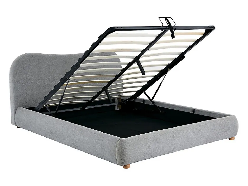 Vente-unique Lit coffre 160 x 200 cm - Tissu - Gris clair + Matelas - VANARI