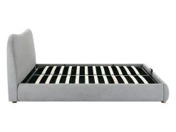 Vente-unique Lit coffre 160 x 200 cm - Tissu - Gris clair + Matelas - VANARI