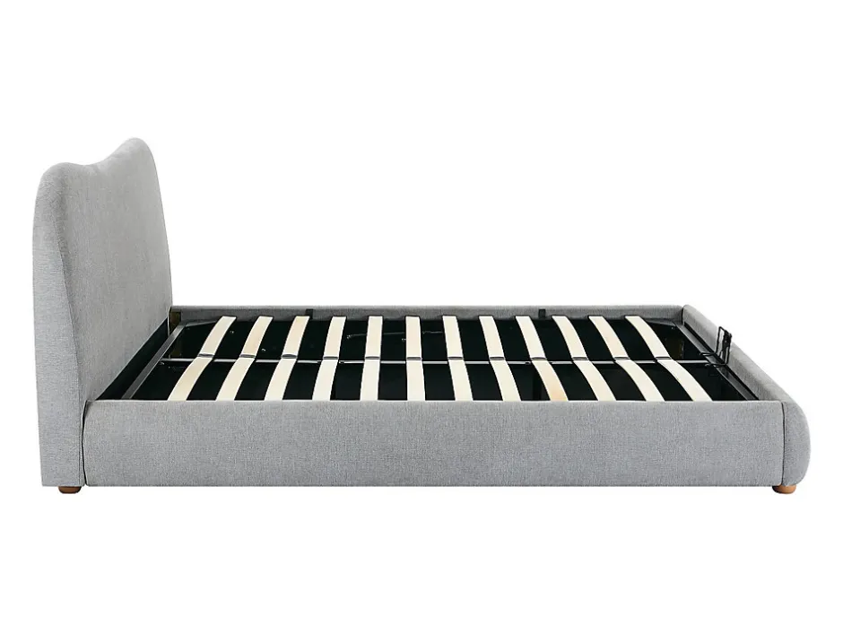 Vente-unique Lit coffre 160 x 200 cm - Tissu - Gris clair + Matelas - VANARI