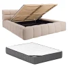 Vente-unique Lit coffre 160 x 200 cm - Tissu - Beige + Matelas - FORVIK II