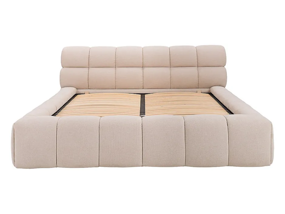 Vente-unique Lit coffre 160 x 200 cm - Tissu - Beige + Matelas - FORVIK II