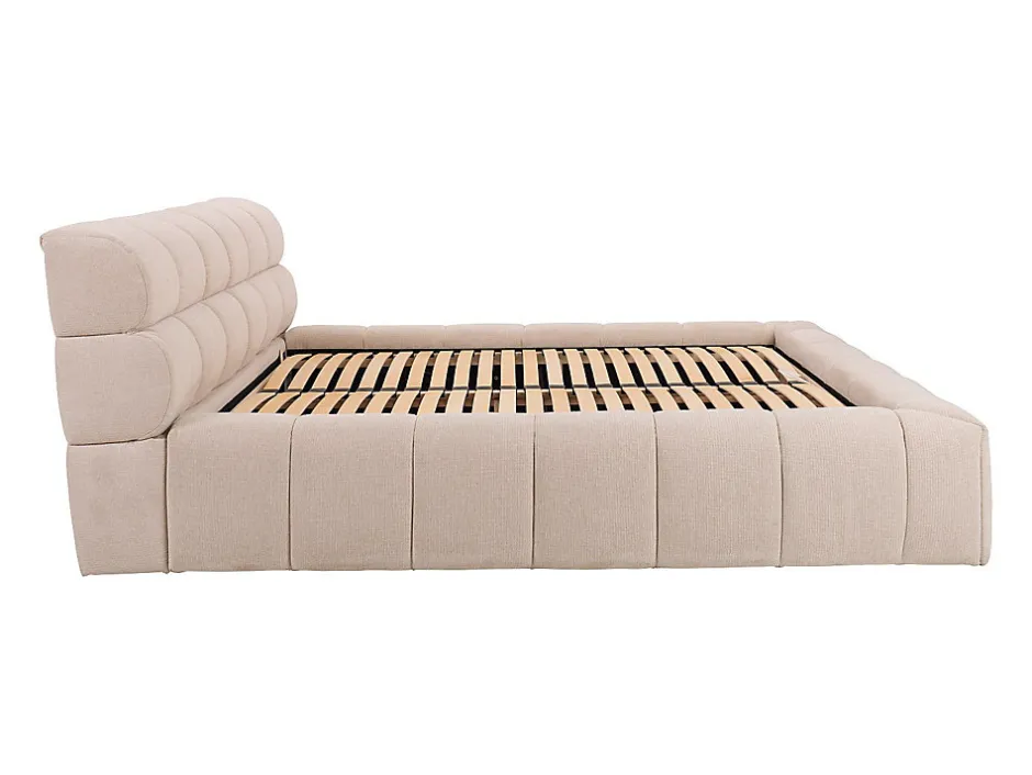 Vente-unique Lit coffre 160 x 200 cm - Tissu - Beige + Matelas - FORVIK II