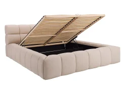 Vente-unique Lit coffre 160 x 200 cm - Tissu - Beige + Matelas - FORVIK II