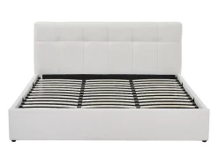 Vente-unique Lit coffre 180 x 200 cm - Tissu bouclette - Blanc + Matelas - MAZIRI Clearance