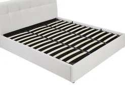 Vente-unique Lit coffre 180 x 200 cm - Tissu bouclette - Blanc + Matelas - MAZIRI Clearance