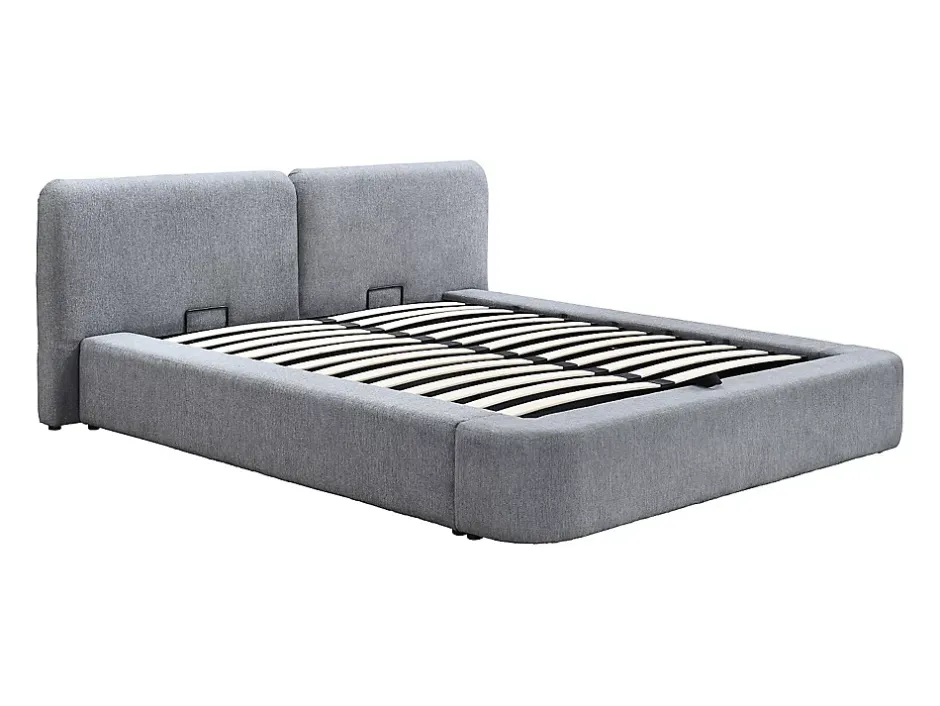 Vente-unique Lit coffre 140 x 190 cm - Tissu - Gris - JUDALO de Maison Céphy