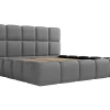 Vente-unique Lit coffre 140 x 190 cm - Tissu effet cuir - Gris - DAMADO