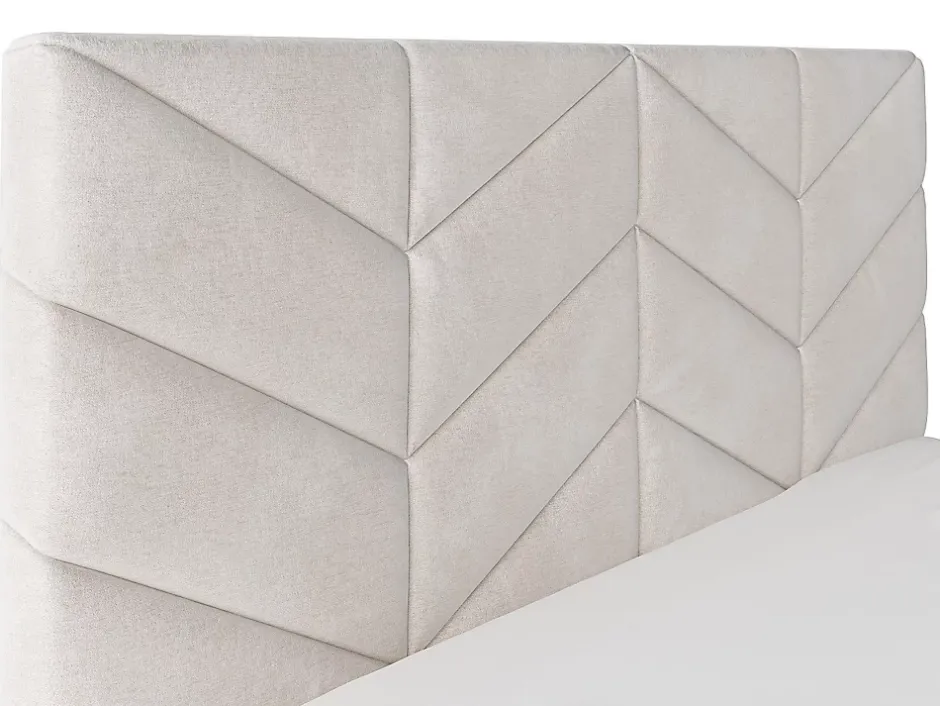 Vente-unique Lit coffre 180 x 200 cm - Tissu texturé - Crème - JUSTANI Discount