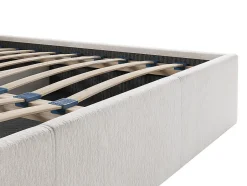 Vente-unique Lit coffre 180 x 200 cm - Tissu texturé - Crème - JUSTANI Discount