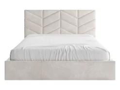 Vente-unique Lit coffre 180 x 200 cm - Tissu texturé - Crème - JUSTANI Discount