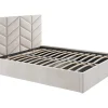 Vente-unique Lit coffre 160 x 200 cm - Tissu texturé - Crème - JUSTANI
