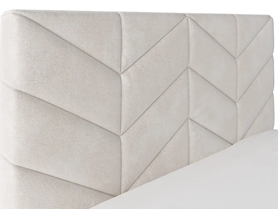 Vente-unique Lit coffre 160 x 200 cm - Tissu texturé - Crème - JUSTANI