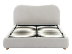 Vente-unique Lit coffre 160 x 200 cm - Tissu - Beige - VANARI