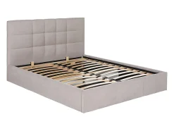Vente-unique Lit coffre 160 x 200 cm - Tissu - Beige + Matelas - ELIAVA